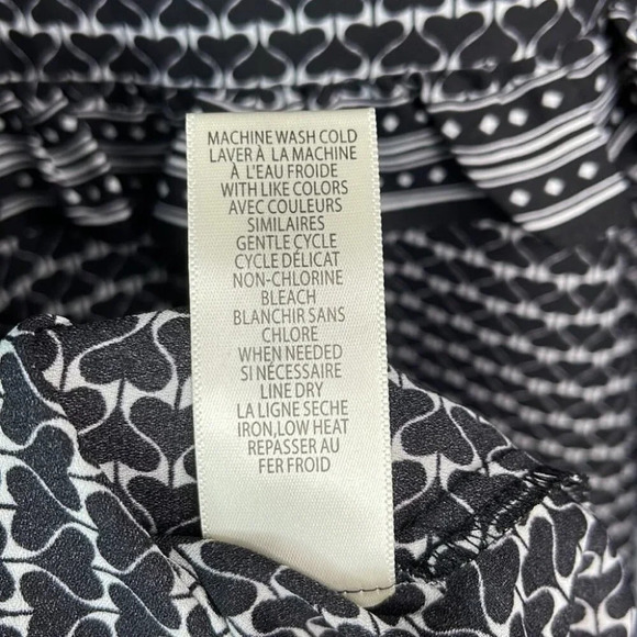 MAX STUDIO NWT Ruffled Tie Neck Balloon Sleeve Blouse Black White Pattern Size S - Picture 9 of 11